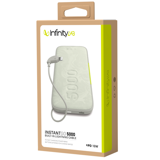 InstantGo 5000 Built-in Lightning Cable - White - 18W PD fast charging power bank - Detailshot 5 image number null