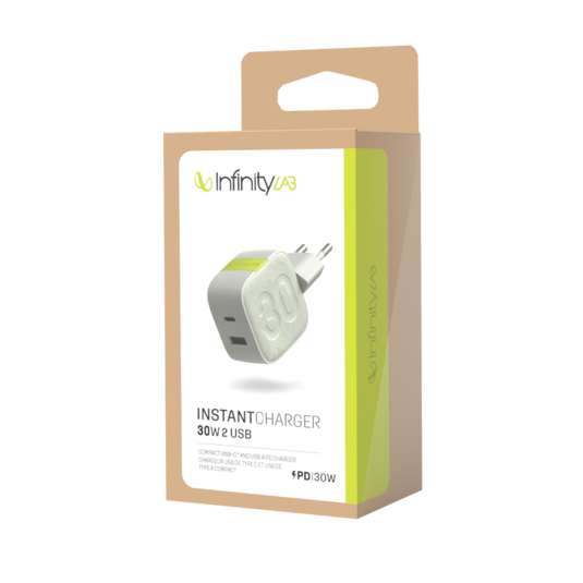 InstantCharger 30W 2 USB - White - Compact USB-C and USB-A PD charger - Detailshot 10 image number null