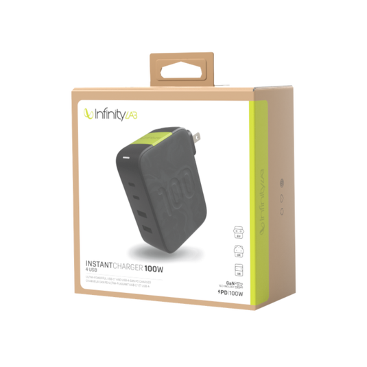 InstantCharger 100W 4 USB - Black - Ultra-powerful USB-C and USB-A GaN PD charger - Detailshot 10 image number null