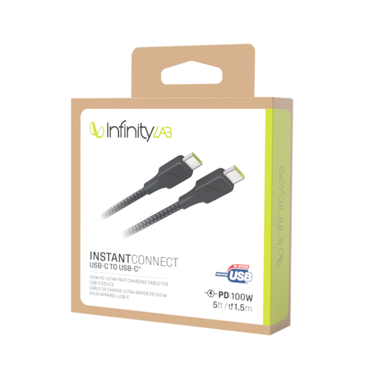 InstantConnect USB-C to USB-C - Black - 100W PD ultra-fast charging cable for USB-C device - Detailshot 5 image number null