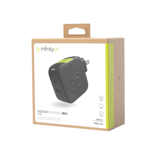 InstantCharger 65W 2 USB - Black - Powerful USB-C and USB-A GaN PD charger - Detailshot 10 image number null