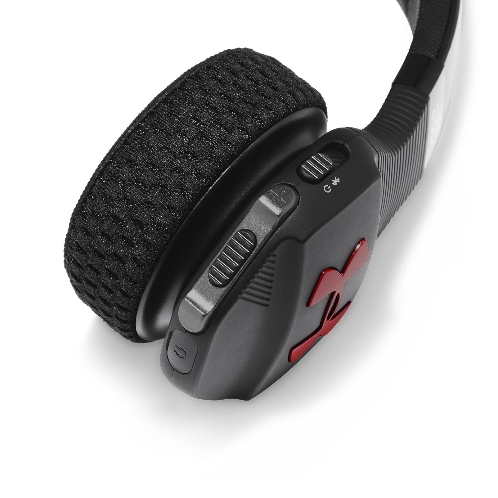 UA Sport Wireless Train – Engineered by JBL - Black / Red - Wireless on-ear headphone built for the gym - Detailshot 3