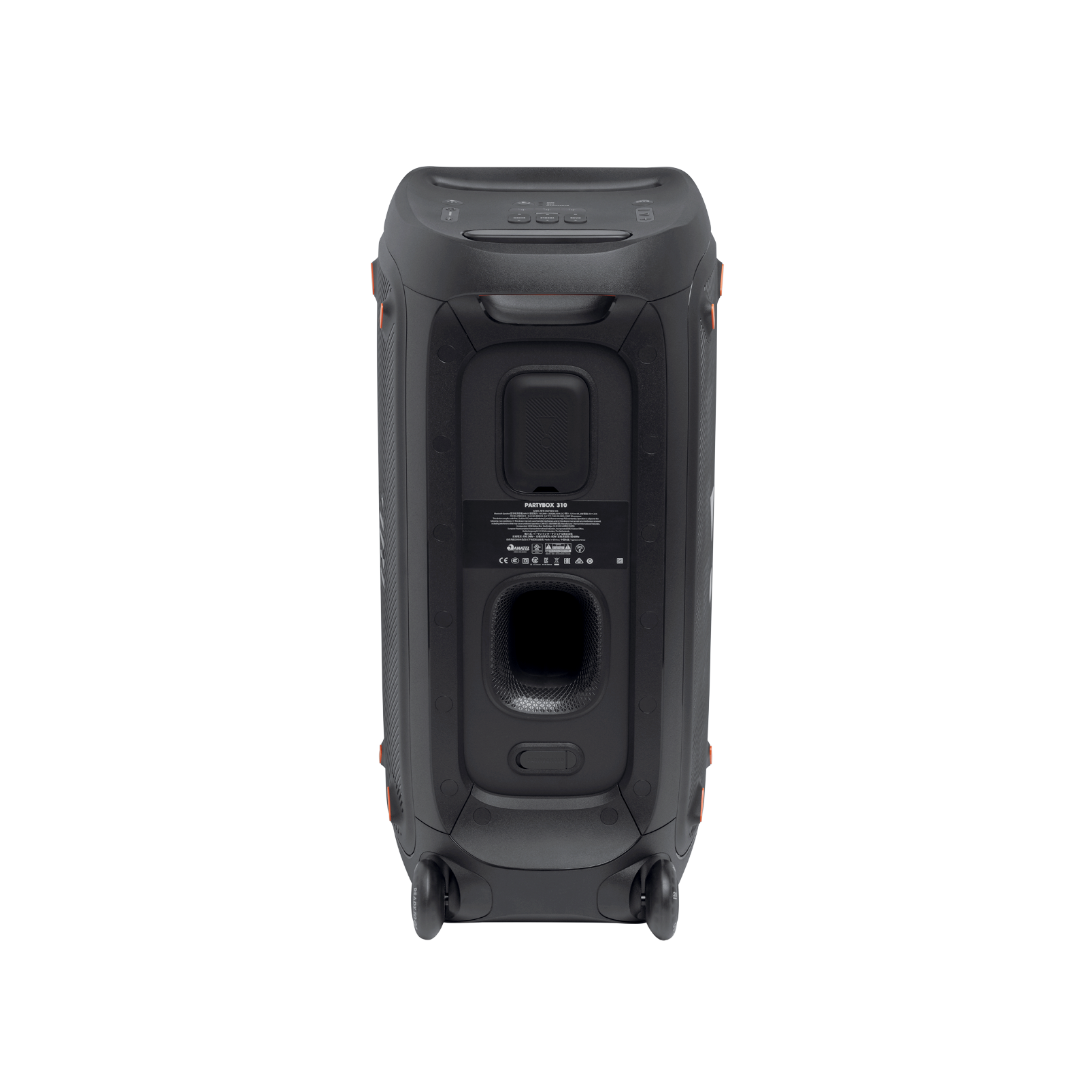 JBL Partybox 310 + Mic - Black - Portable party speaker with 240W powerful sound, built-in lightshow and wired mic - Back
